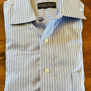 Donald J. Trump Signature Collection Men's Light Blue Striped Dress Shirt